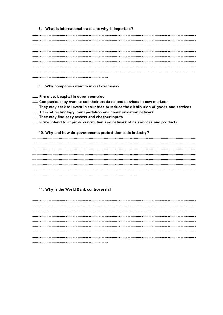 multiple choice questions on globalisation Globalization questionnaire